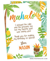 Luau Party Thank You Card